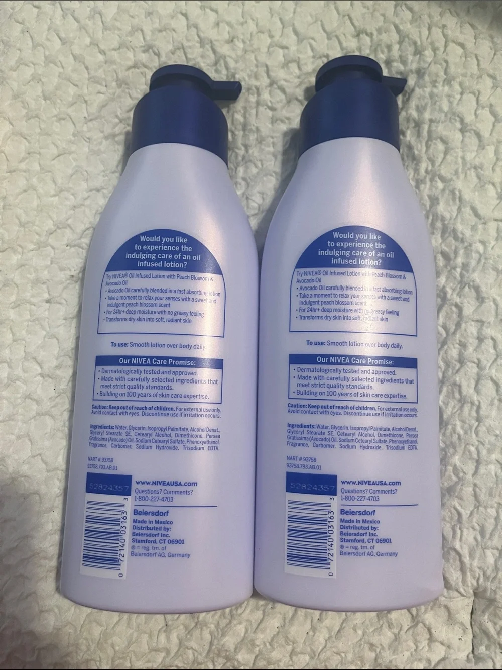 NWT Nivea Peach Blossom and Avocado Oil Body Lotions
